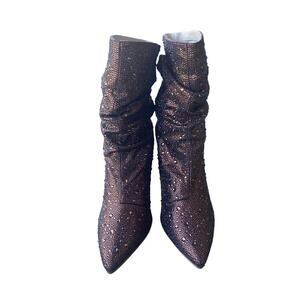 Betsey Johnson SB-Mac Rhinestone Ankle Boots Women’s 9M Bronze Sparkle Heels